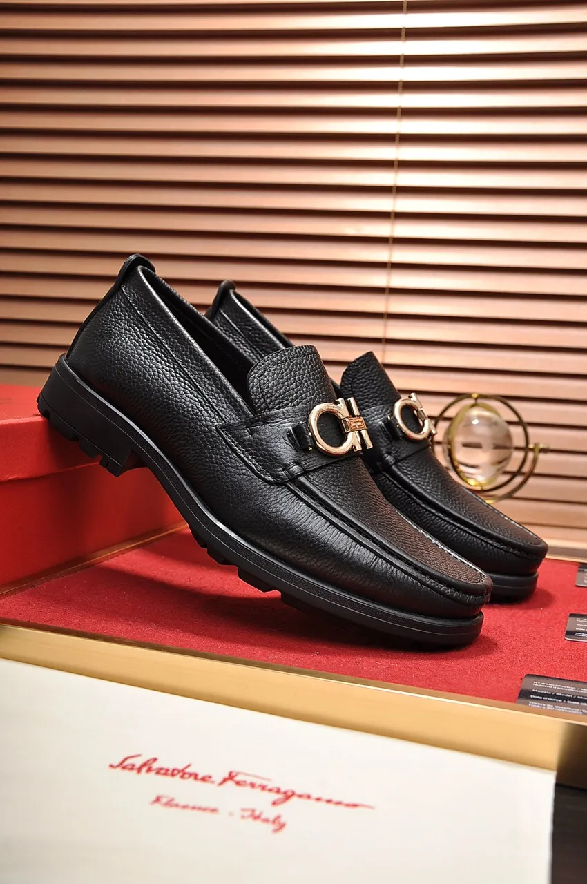 Men's shoes 💰500💶[Ferragamo/Ferragamo] The latest model in the counter. Original imported open-sided high-quality cowhide hand-woven + imported 🐂 cowhide + original luxury metal buckle + original combination outsole. Comparison without pressure 38--44🎉